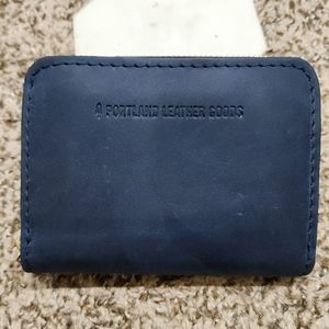 Portland leather goods small zip wallet, in color Deep Water
